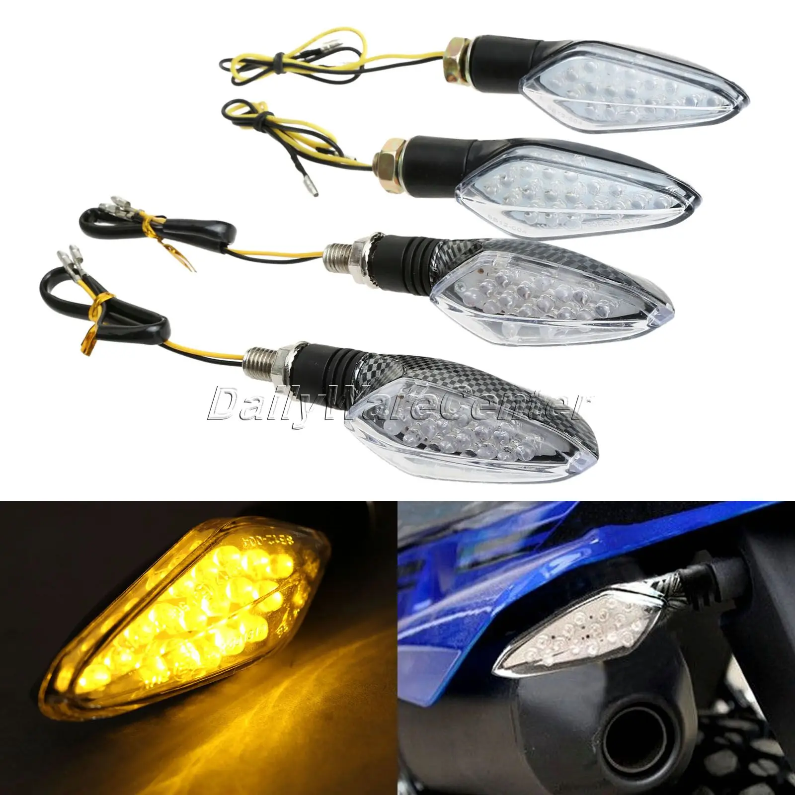 

Mgoodoo 2Pc Motorcycle 16 LED Turn Signal Light Bulb 12V Motorbike Indicator Amber Light Lamp Pitbike Blinker Lights Accessories