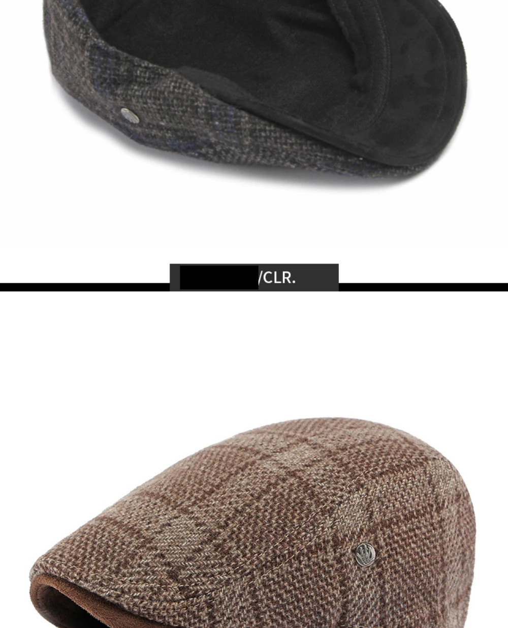 HT5159 Baskenmützen Warme Künstler-Malermütze aus Wolle für Damen und Herren, mit Fleece gefütterte Ivy-Flachmützen, 2026 Neue Herbst-Winter Karierte Baskenmütze – Detail 14
