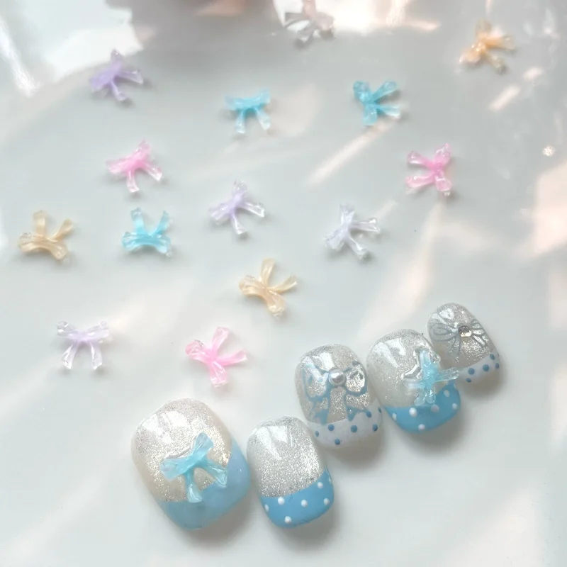 TSZS Mix Color Resin Bow Nail Charms 3D DIY Colorful Cute Kawaii Ribbon Bow Nail Decoration Manicure