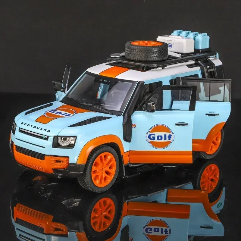 Collective Diecast 1/18 Scale Alloy Land Rover Defender Off Road Car Model Sound and Light Children Boys Gift Toys for Aldult