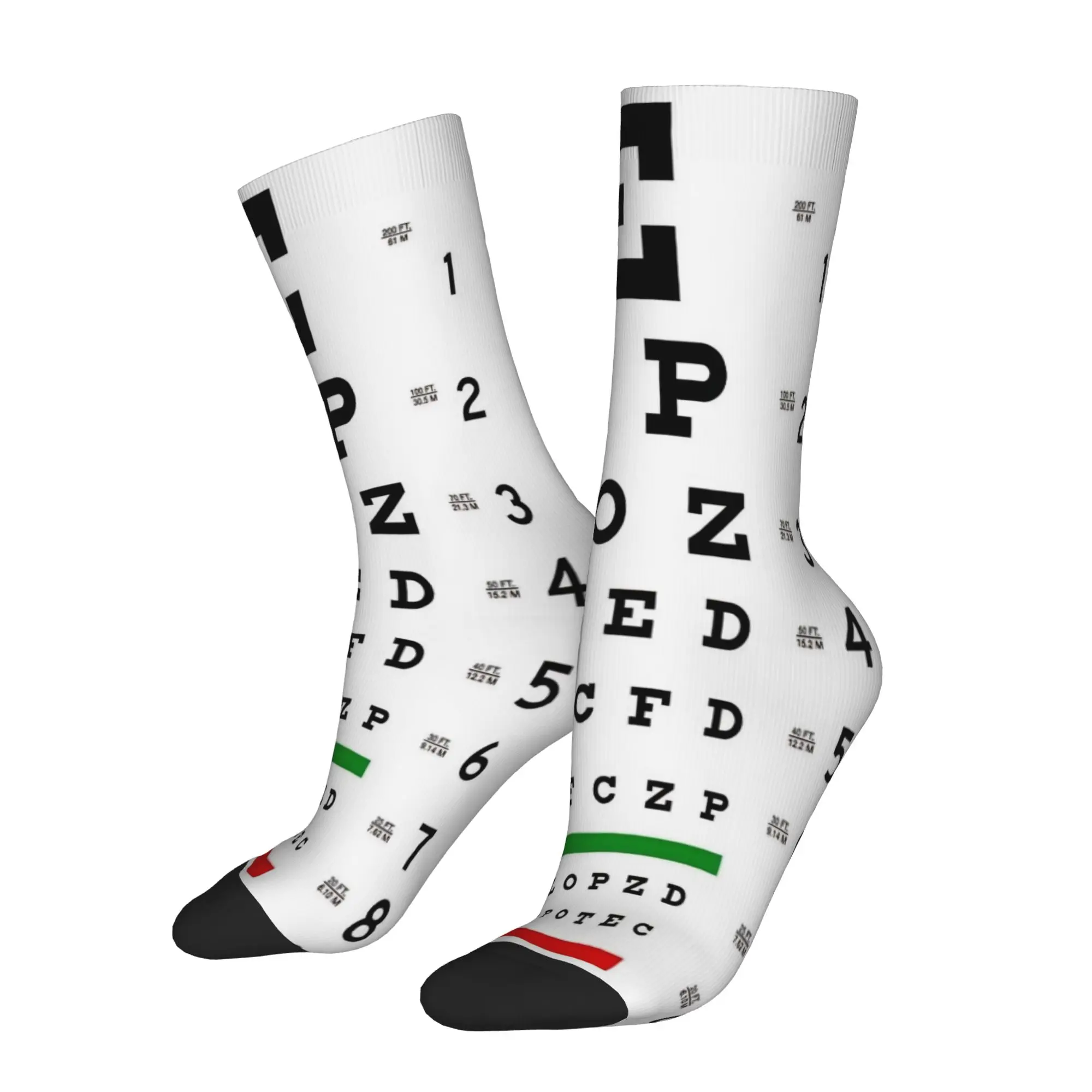 Men Women Eye Chart Socks Soft Funny Happy  Socks Hip Hop Merch Middle Tube Socks Suprise Gift Idea