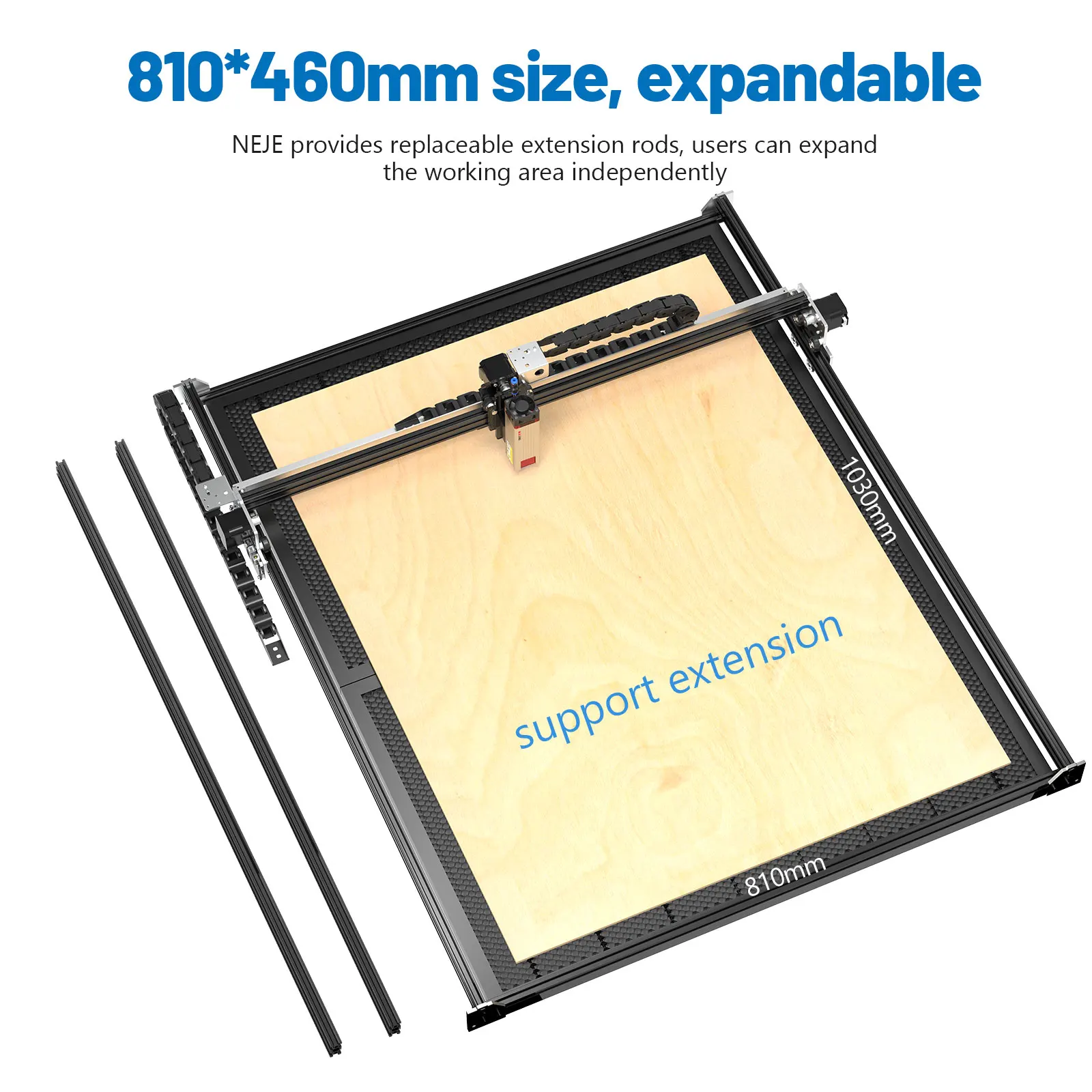 Laser Engraving Machine Y-axis Extension Rail 1150MM for OAKEROO 3 Max, 3 Pro, 2S Max CNC Laser Engraver Wood Cutting Tool