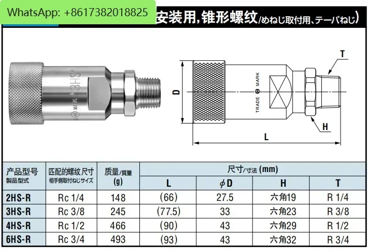 Szybkozłącze Nitto 2HP/2HS/3HP/3HS/4HP/4HS/6HS/6HP-R NITTO KOHKI