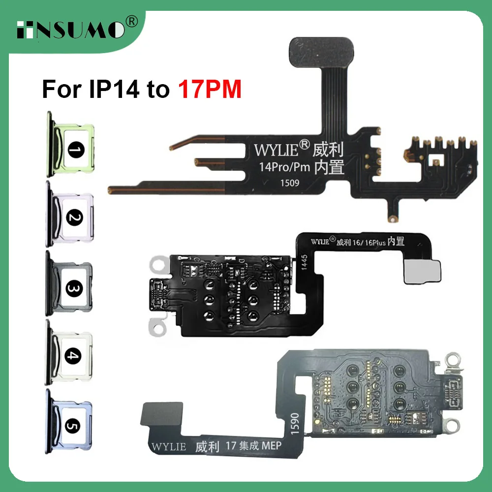 WYLIE 2Set For iPhone 17 Esim Convert to Sim Dual Card Flex Ca‮lb‬e MEP Integration Solution Support Super Snow DB IC Repair