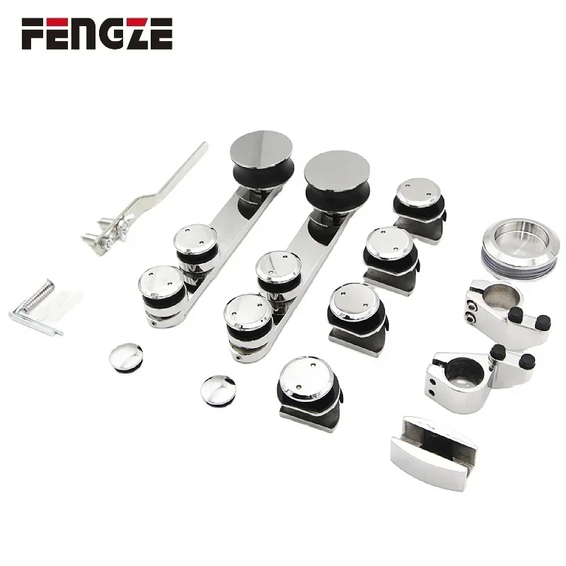 FENGZE High Quality Shower Glass Door Hardware Fitting Glass Sliding Door Stainless Steel Accessories for Shower Door