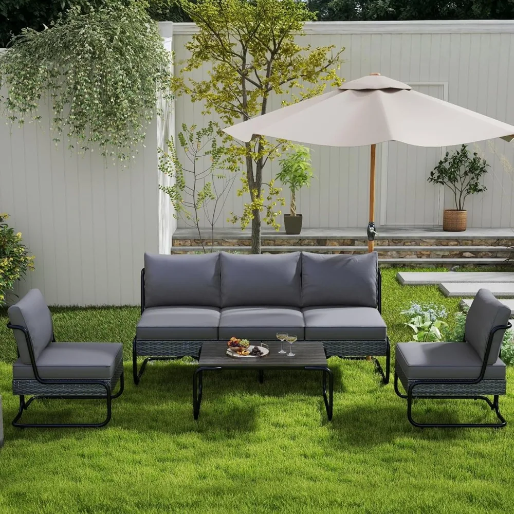 

Patio Sectional Sofa Set, Outdoor Rattan Furniture, Sectional Outdoor Patio Furniture, High Back Patio Furnitures Set for All We
