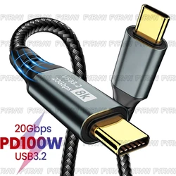 USB 3.2 Gen2 USB C 20Gbps Cable 10Gbps Cable 8K 4K@60Hz Video Monitor PD100W QC4.0 Fast Charger Cable for MacBook Iphone15 pro