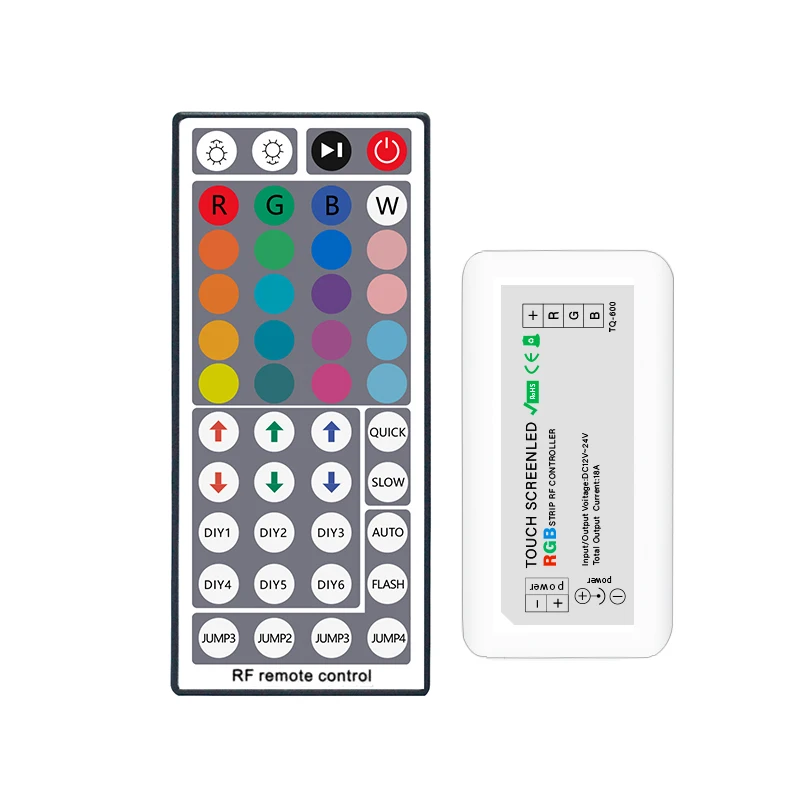 Contrôleur de bande lumineuse LED RVB coloré, gradateur, RF, RVB, clé rf44