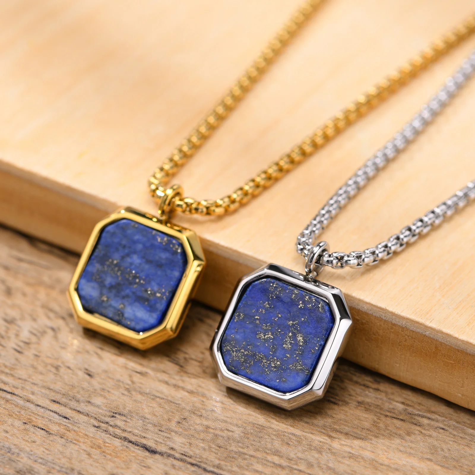 Männer Anhänger Halskette geometrisch, Tigerauge Stein Halskette Lapislazuli Stein Anhänger, Herren Halskette Royal Anhänger Herren Halskette – Detail 3