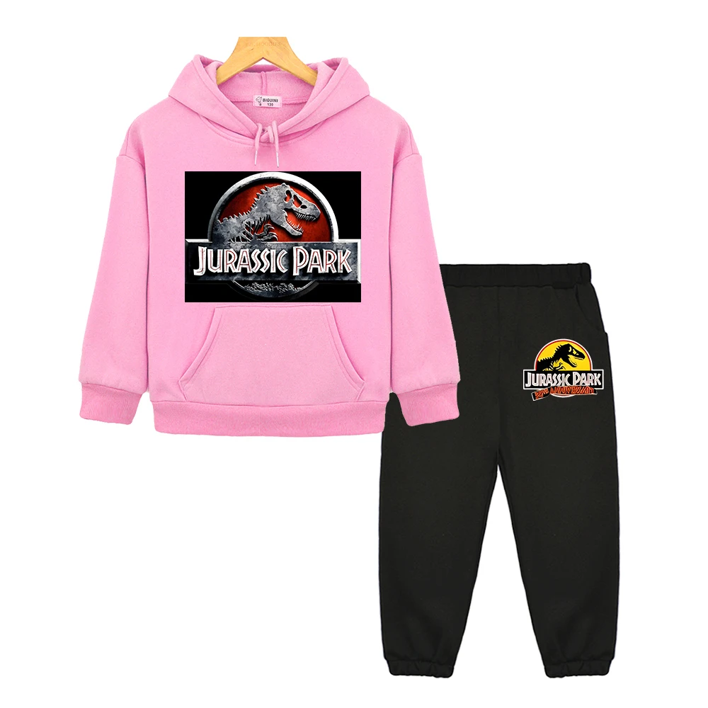 

Jurassic World Hooded Sets Autumn Sweatshirt kids boutique clothes Dinosaur Fleece Pullover boys girl Jurassic Park anime hoodie