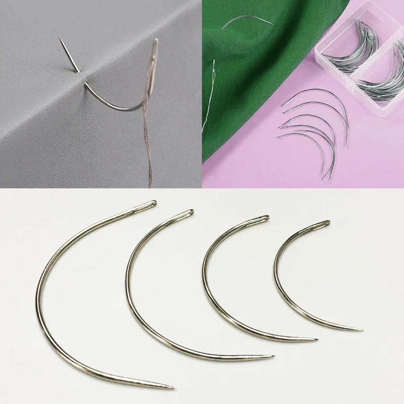 Heavy Duty C-Shape Curved Needles for Leather Stainless Steel Hand Stitching Awl Tool Set for Shoe Repair Upholstery