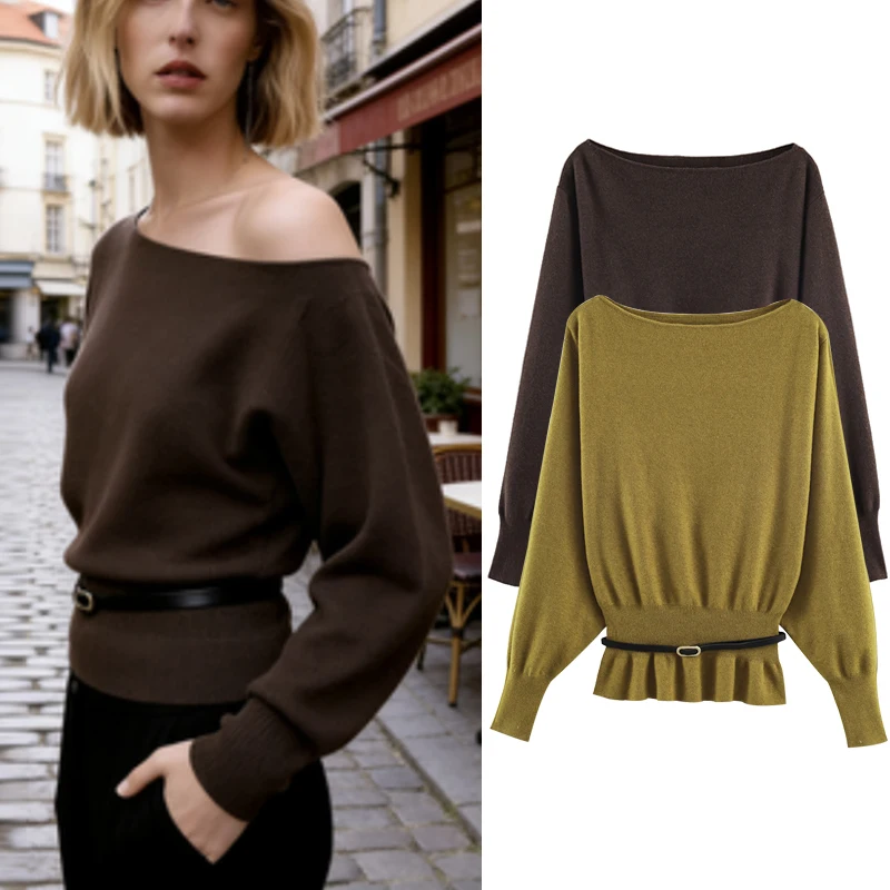 Sweter damski Tidalyf, dzianinowy, modny, dopasowany, elegancki, ciepły sweter damski, szykowna bluzka, młodzieżowy sweter na wycieczki i wakacje.