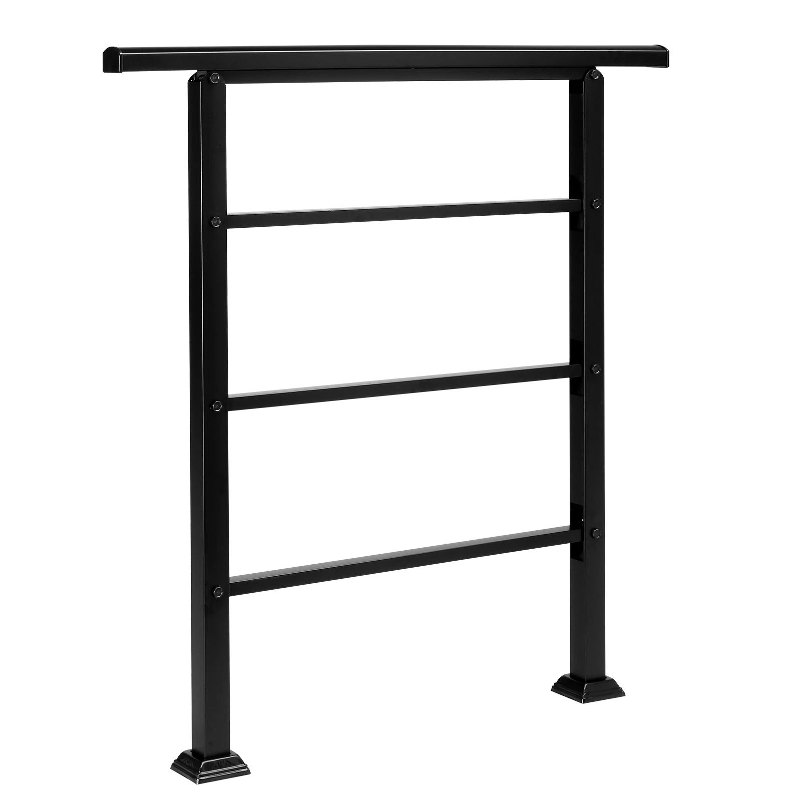 

Handrails for Outdoor Steps, Wrought Iron Handrail Fits 1 or 3 Steps, Transitional Handrail with Installation Kit, Black