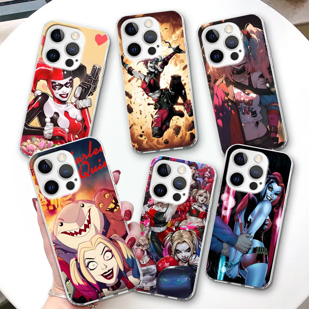 Harley Quinn Case for Apple iPhone 11 15 Plus 13 12 Mini 7 8 X XS XR 14 Pro Max Transparent Soft Silicone Phone Cover Coque