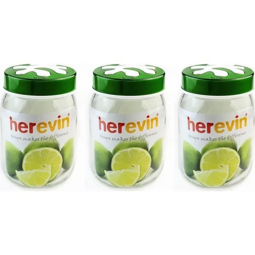 Herevin Triple Puzzle Glass Jar With Lid Green