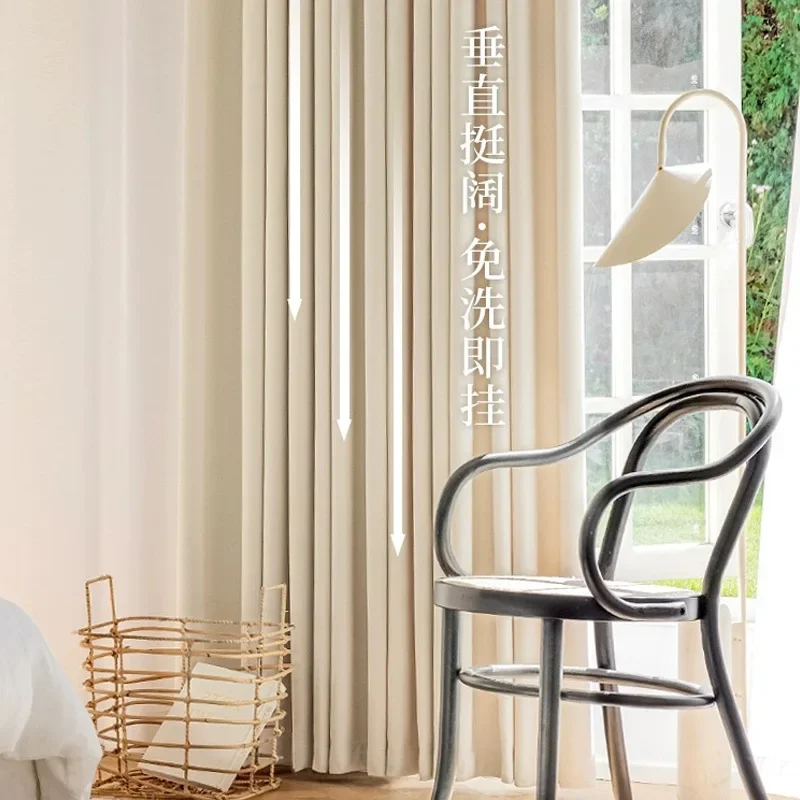 Modern Simple Cream Wind Full Blackout Curtains for Living Dining Room Bedroom window Sunshade Curtain Cotton Linen Finished