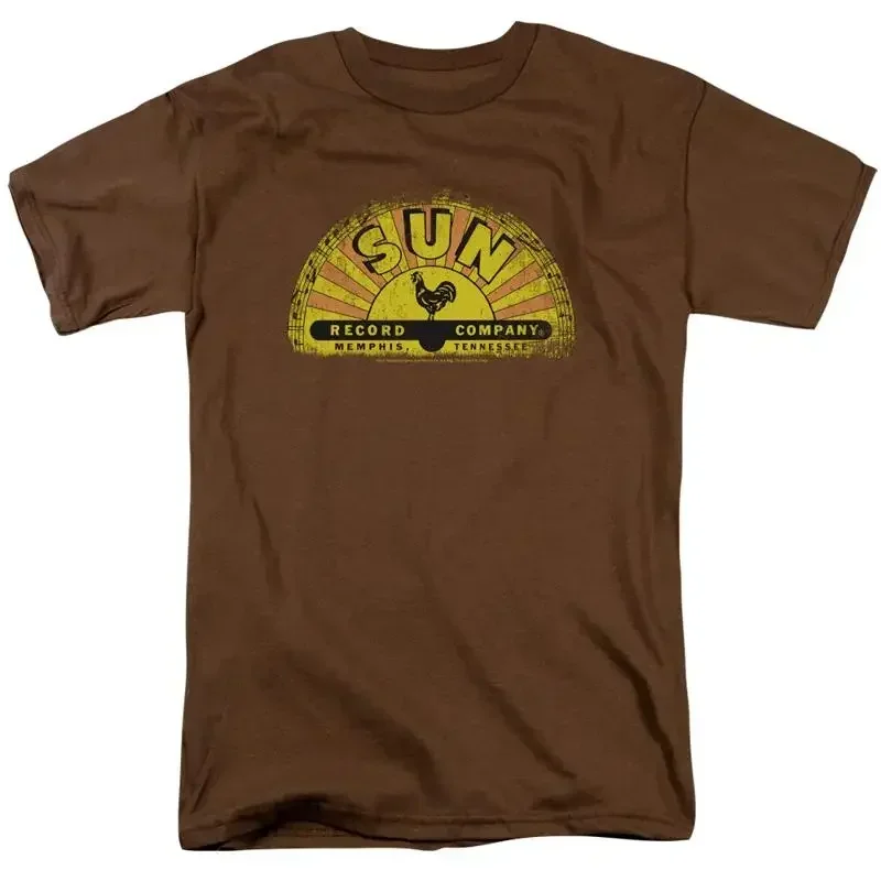 Sun Records Vintage Logo T Shirt Mens Licensed Rock Record Label Coffee