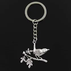 New Keychain 35x42mm Bird Standing Branch Pendants DIY Men Car Key Chain Ring Holder Keyring Souvenir Jewelry Gift