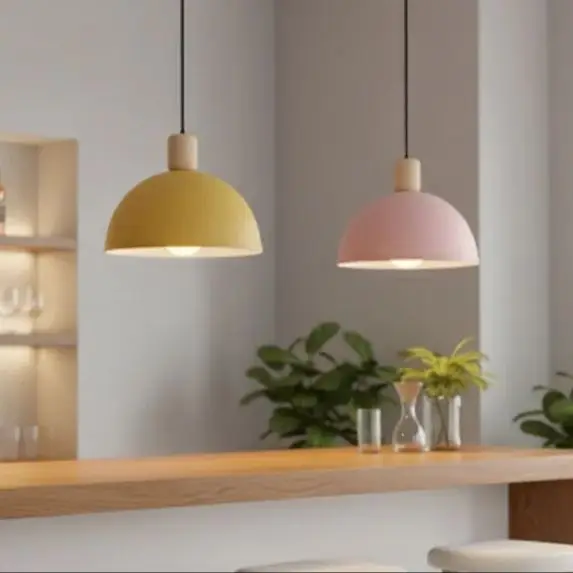 مصباح معلق خشبي من الحديد المطاوع الملون على الطراز العتيق، مناسب لغرف الطعام والدراسات وجزر المطبخ.