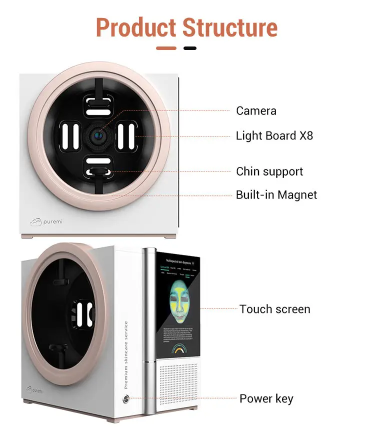 3D AI Skin Scanner Care Facial Analyzer Monitor Machine Magic Mirror Portable Testing English Detector Face Camera Test Analysis