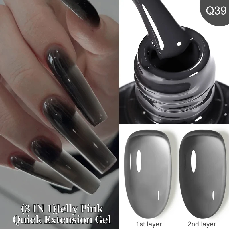 LILYCUTE Black Crystal Jelly Gel Quick Extension Nail Gel Translucent Dull Color Construction Gel Vernis Semi Permanent Hard Gel