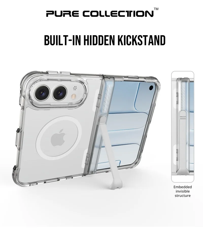 Side Hinge Invisible Bracket Transparent Case For iPhone Ultra 18 Fold 18Fold Ultra Cases For Magsafe Magnetic Protection Cover