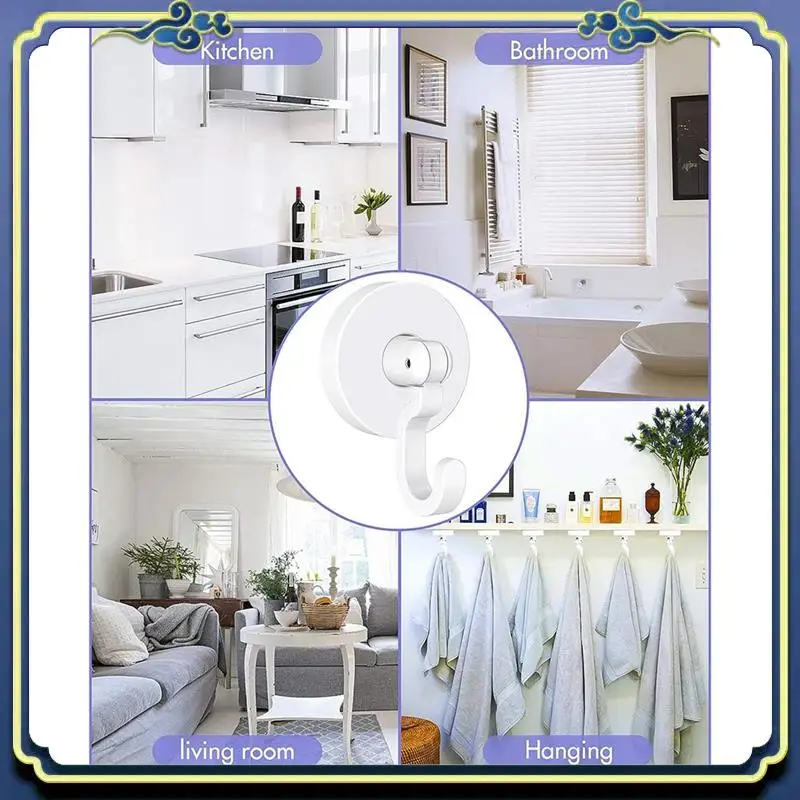 18PCS Wall No Trace Door Hooks - Round Swivel Spinning Turn 360°/180° No Drill Stick On Hook For Hanging