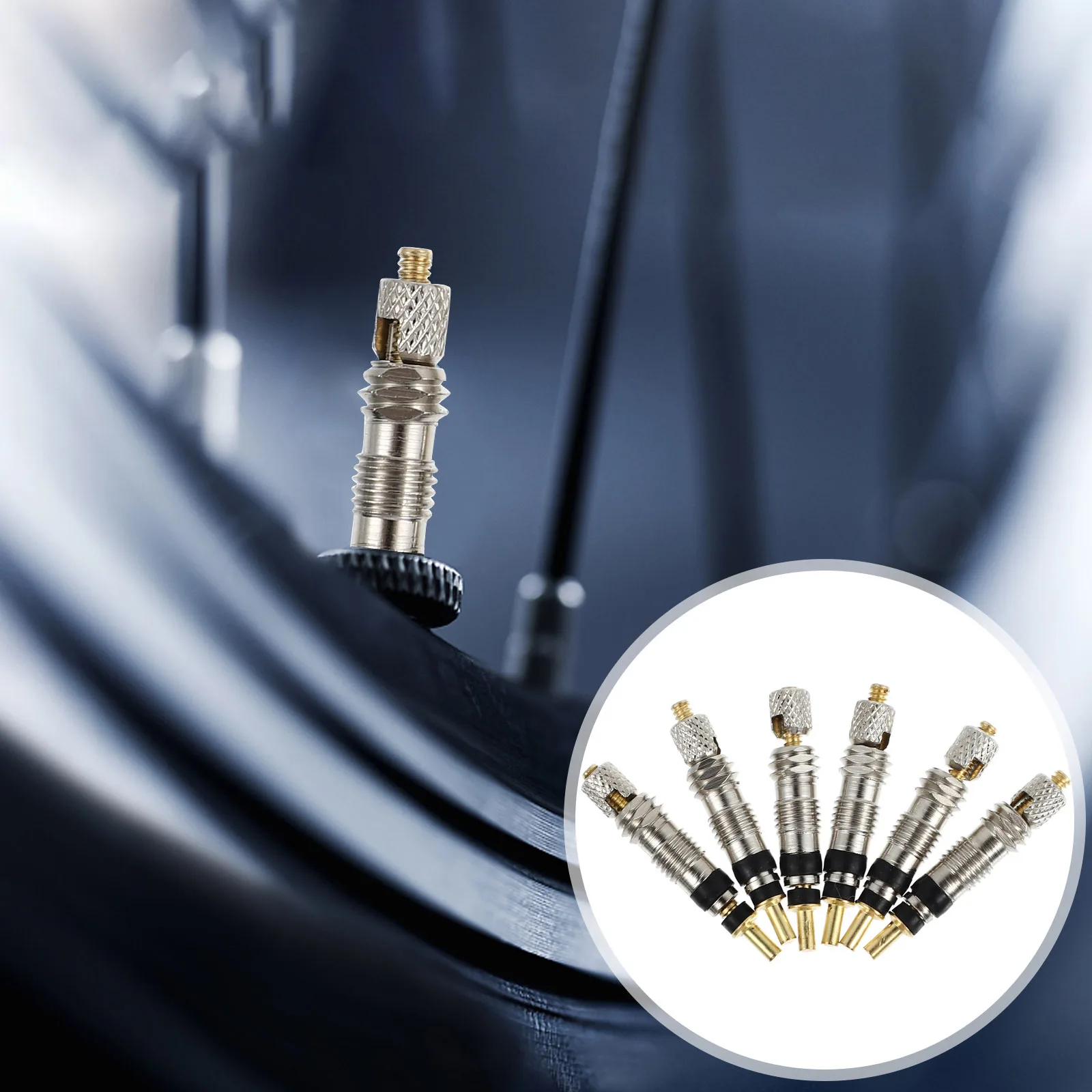 

6Pcs Tubeless Core Bike Stem Replacement Presta Valve Set with Installation Tool for Bicycles Repair Use Presta Core