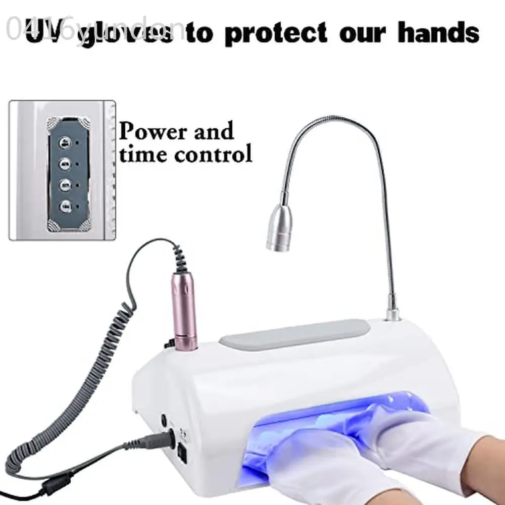 Nail Dust Collector Vacuum Multifunction Nail Art Machine 40W Suck Dust 30000PRM Drill UV LED Lamp 48/96W Armrest Gloves Light