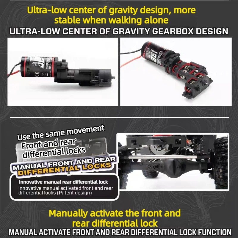 YK 41011 SE 1/10 RC Electric Brushed 4WD Pickup Truck Climbing Off Road Differential Lock Dual-Speed Remote Control Toy Car