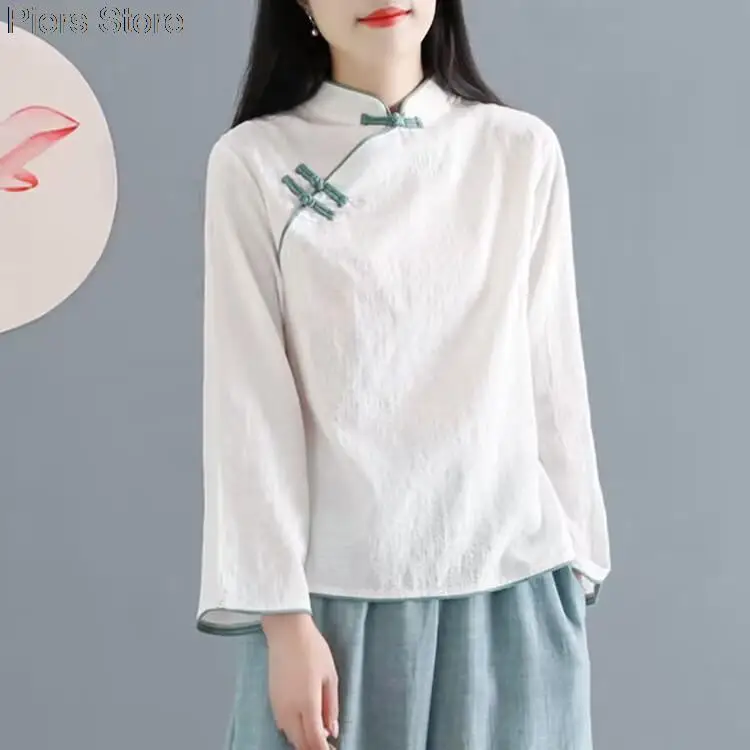 New Chinese Style Clothing Women Clothes 2024 Cheongsam Top Chinese Traditional Shirt Blouse  Hanfu Ladies Chinese Female Tops