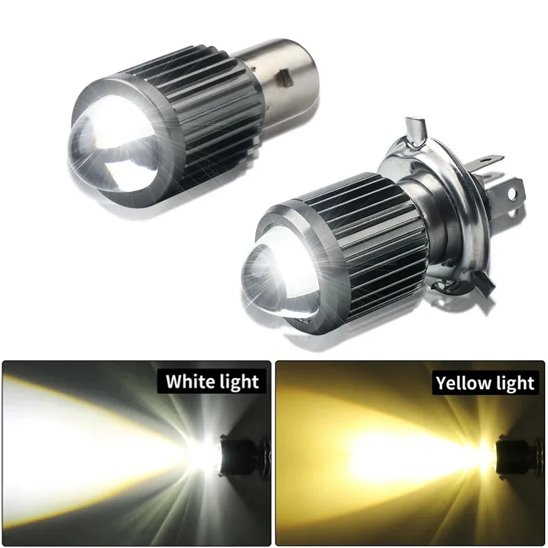BA20D H4 LED Motorcycle Headlight Bulbs Hi Lo Beam Motorbike 3000K 6000K Scooter Accessories Condensing Len Fog Lights White