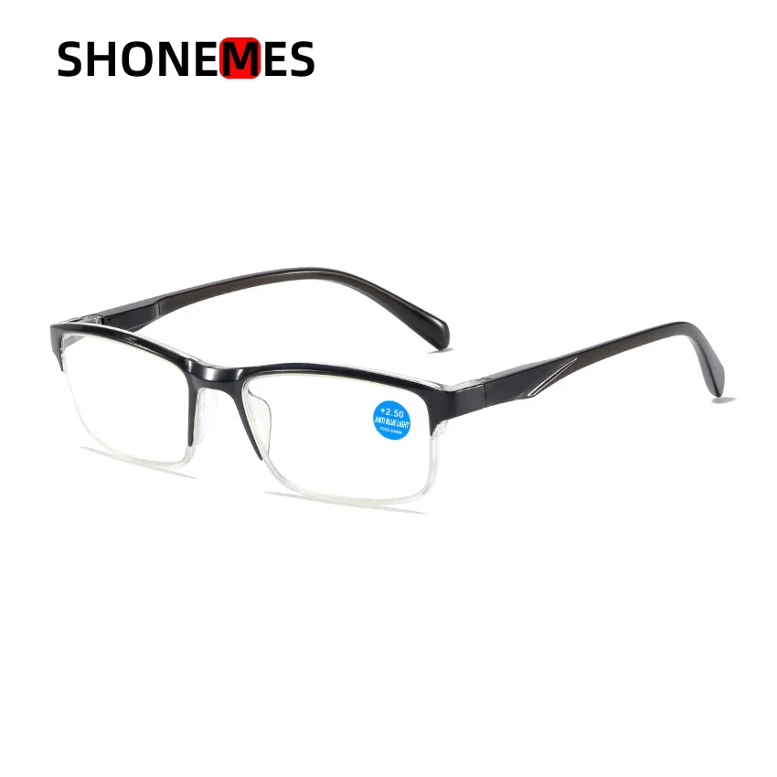 Shonemes Half Frame Reading Glasses Anti Blue Light Eyeglasses Rectangular Presbyopic Eyewear Diopters +1 1.5 2 2.5 3 3.5 4