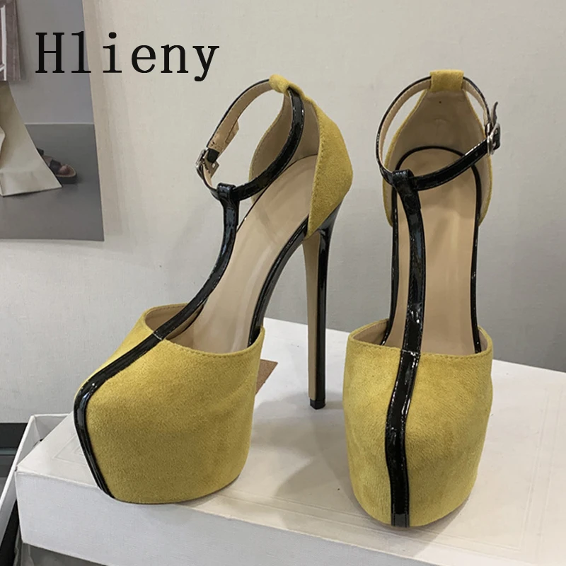 

Hlieny модные женские туфли-лодочки на платформе с круглым носком и пряжкой на ремешке, экстремальные пикантные туфли на высоком каблуке-шпильке для ночного клуба, вечеринки, выпускного вечера