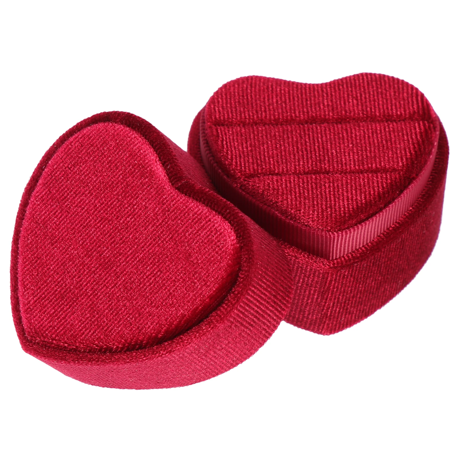 

Heart Shaped Jewelry Box Velvet Ring Case Portable Wedding Ring Holder Bride Gift Storage Boxes for Party Travel