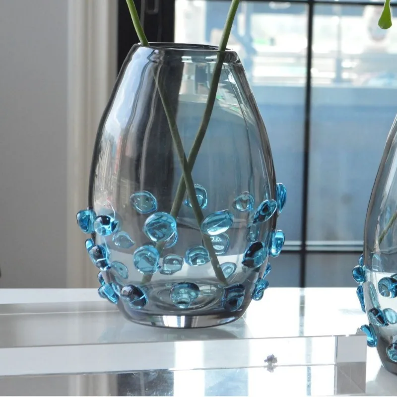 

Simple modern glass vase ornament, model room soft home furnishing, jewelry living room art vase