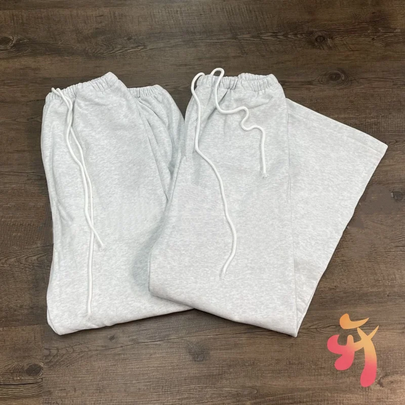 Real Photo Light Gray Blank Unisex Kanye West Sweatpants Hiphop Street Men Women Jogging Pants Cotton Loose Season Trousers