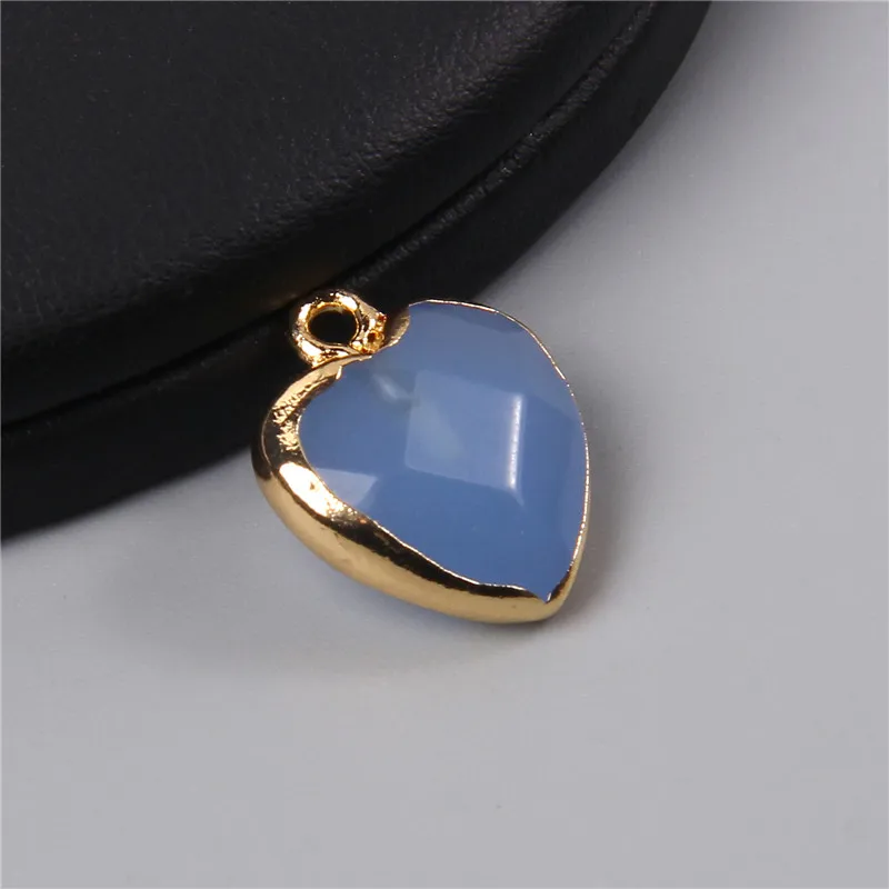 5PCS Natural Faceted Heart Shape Stone Pendant Howlite Dalmation Agate Charms For Diy Earrings Necklace Bracelet Jewelry 17x14mm