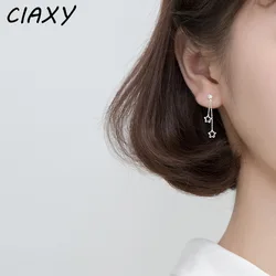 CIAXY Silver Color Sweet Hollow Star Zircon Earrings for Women Small Tassel Earring Korean Fashion Jewelry Party Gifts