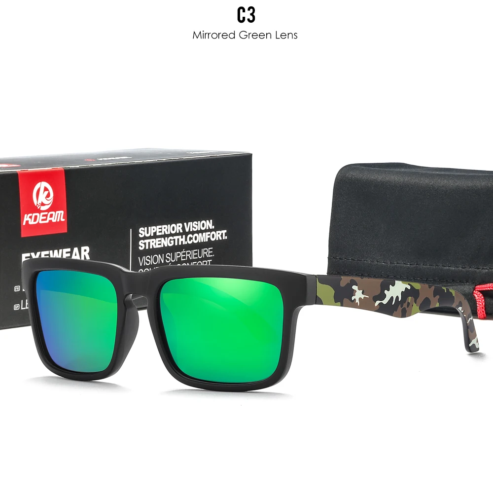 KDEAM Polarisierte Quadratische Sonnenbrille für Herren, Anglerbrille mit 5-Tank-Metallscharnieren – Detail 9
