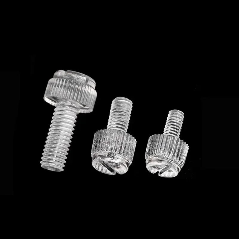 500pcs M6 Acrylic PC Transparent Knurled Hand Tighten Screws Polycarbonate Twist Screw Anti Rusted Computer Thumb Slotted Bolts