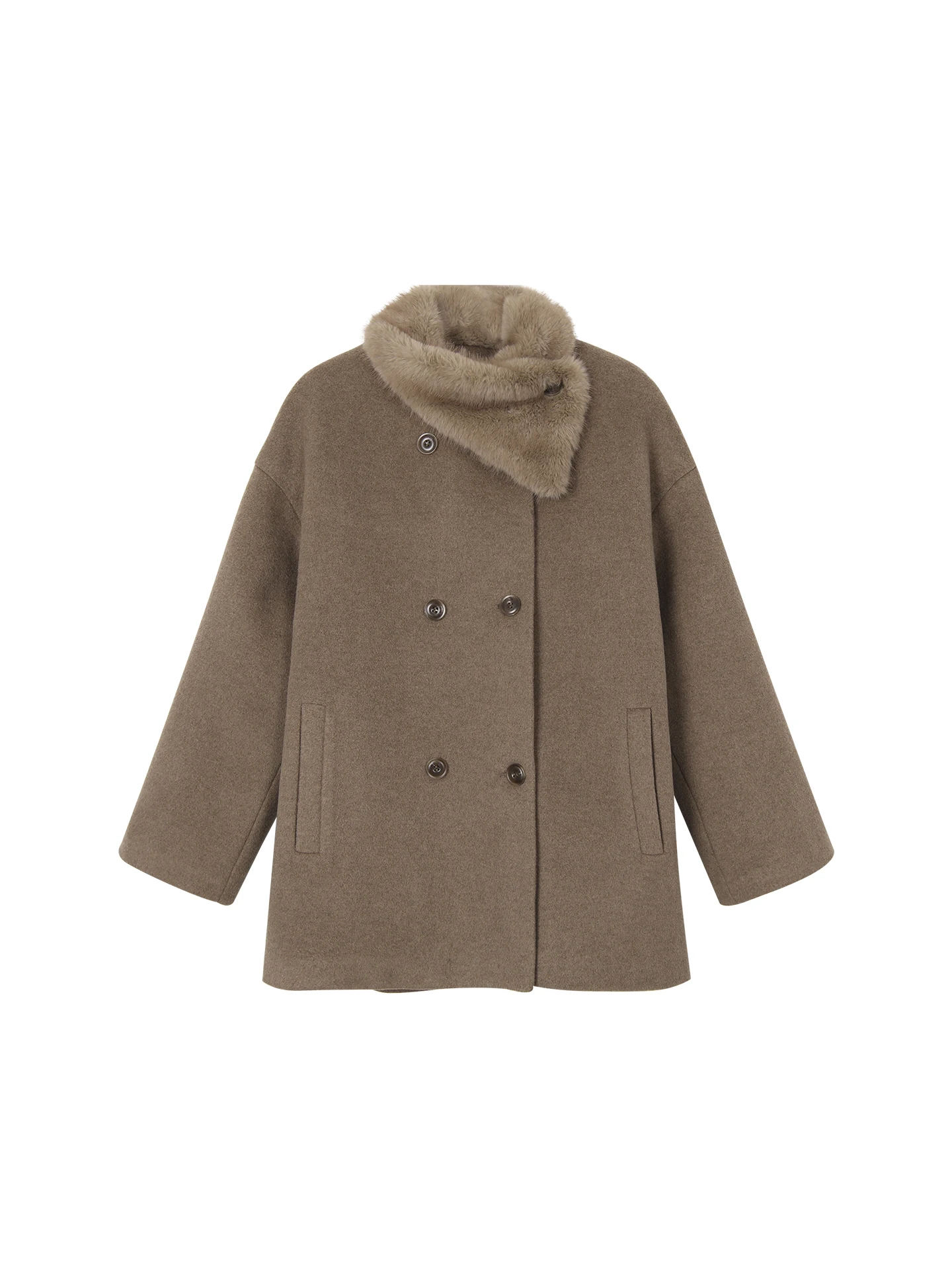 レッドセレブリティウールコート レディーススタイル 2025年秋冬新作 厚手ショート丈コットン混紡 小さいサイズ ウールジャケット アウター