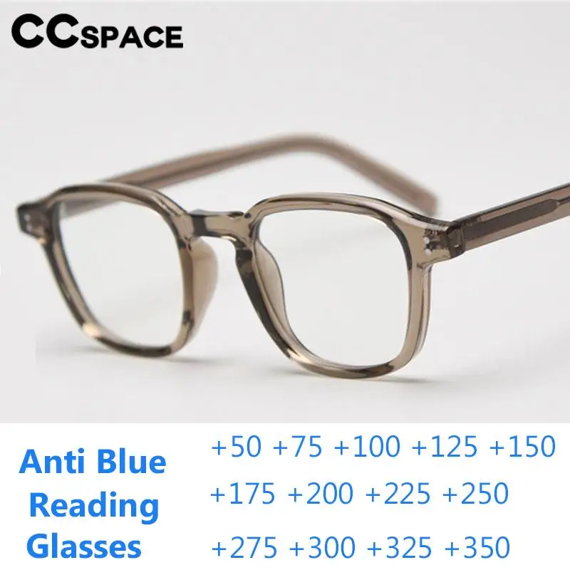 B57542 Vintage Tr90 Anti Blue Light Reading Glasses Men Women Casual Rivet Presbyopia Eyeglasses +50+100+150+200+250+300+350