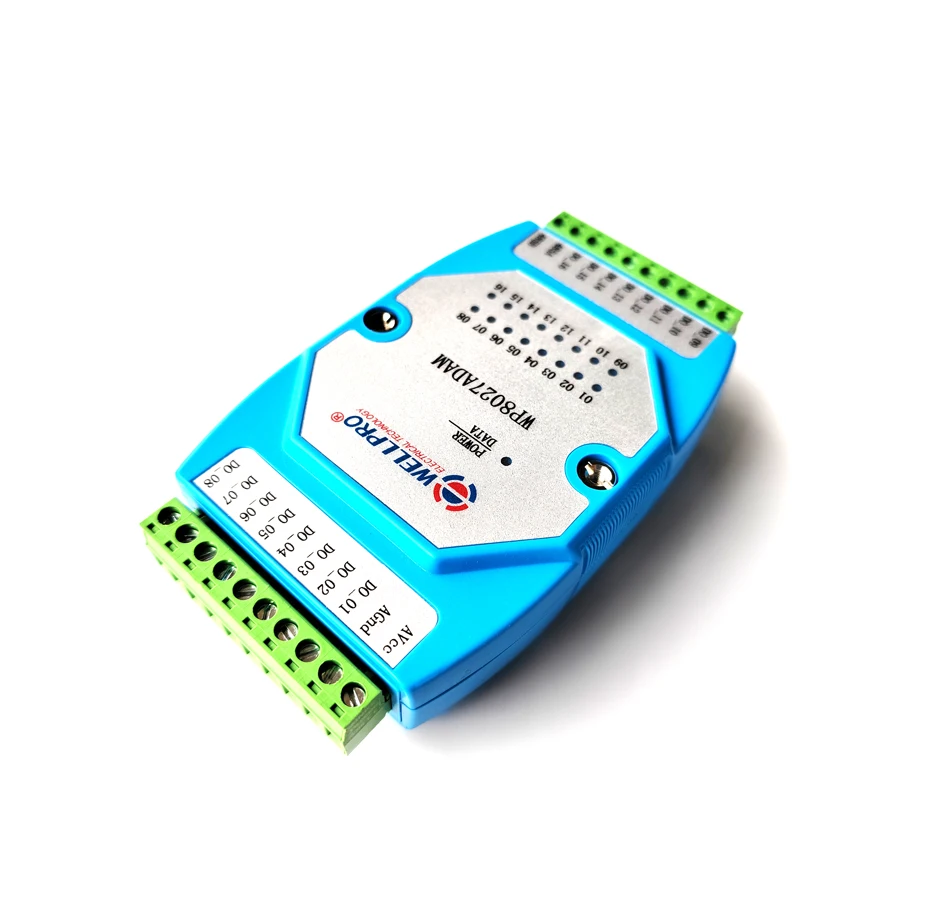 Módulo de saída digital wp8027adam 16do, optoacoplador isolado, comunicações rs485 modbus rtu