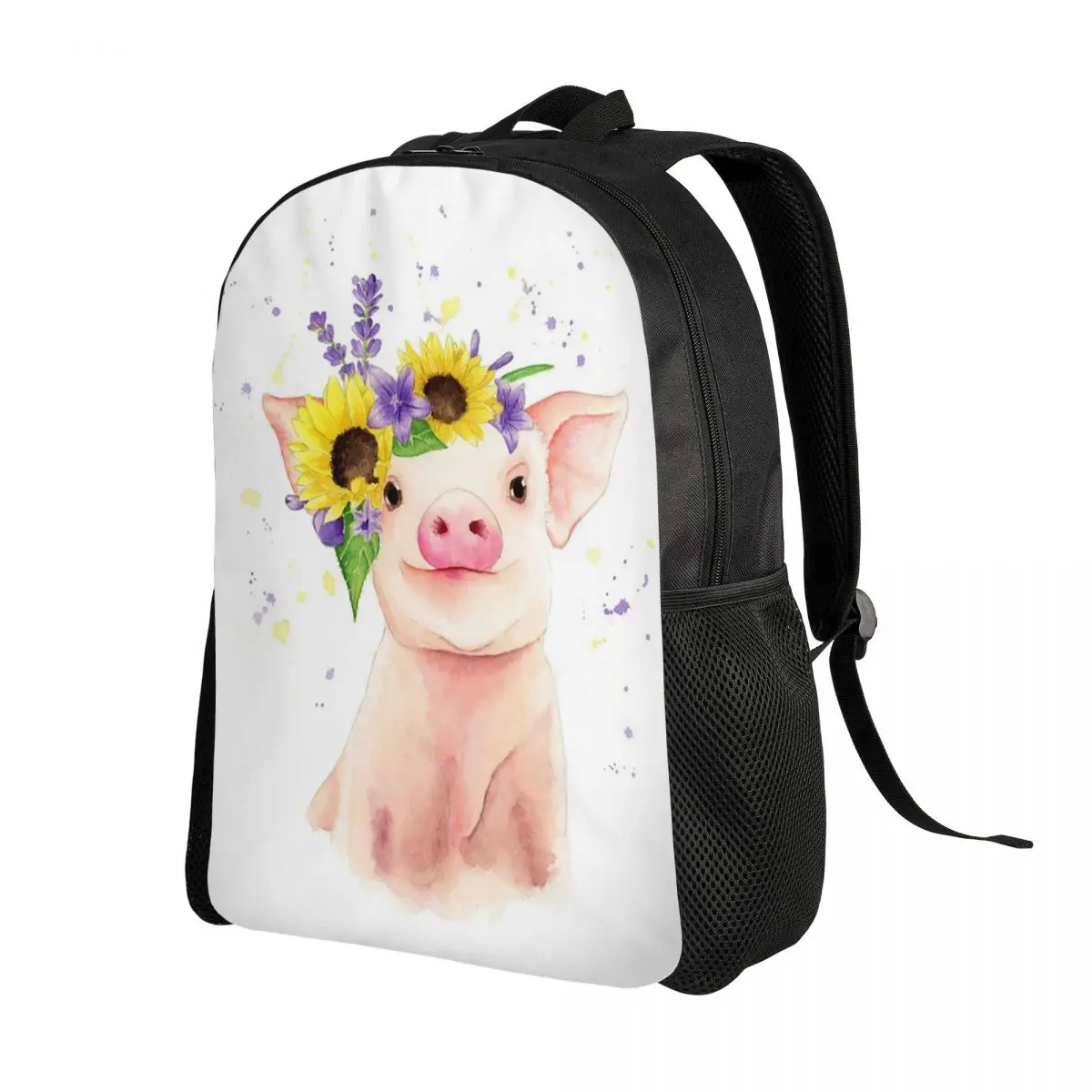 Funny Pig Surround By Sunflower Backpack Daypack Large Capacity Kids BookBag School Bag Shoulder Bags for Men Women
