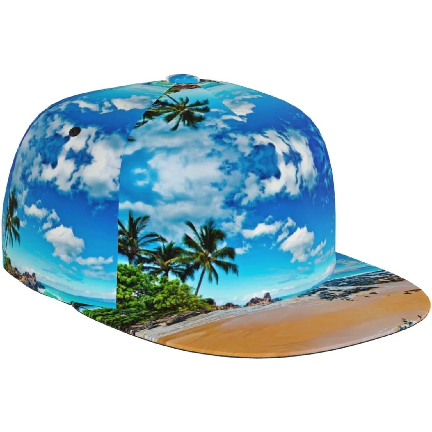 Hawaii Tropical Beach Baseball Cap for Men Women Adjustable Summer Palm Tree Flat Brim Trucker Snapback Hat