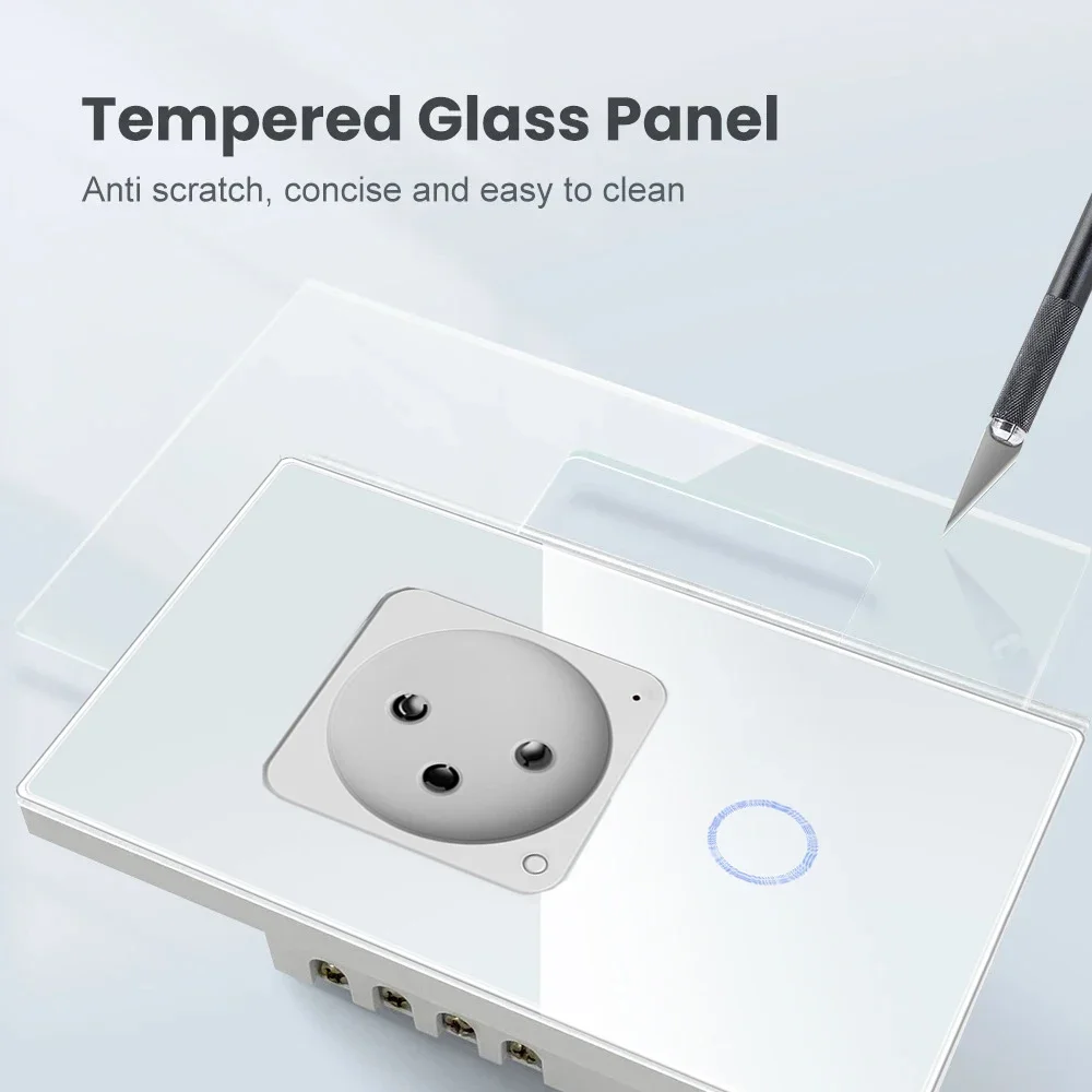 Shawader Israel Wall Socket Wifi Smart Light Switch Tuya Plug Electrical Outlet Touch Glass Panel Intelligent Alexa Google Home