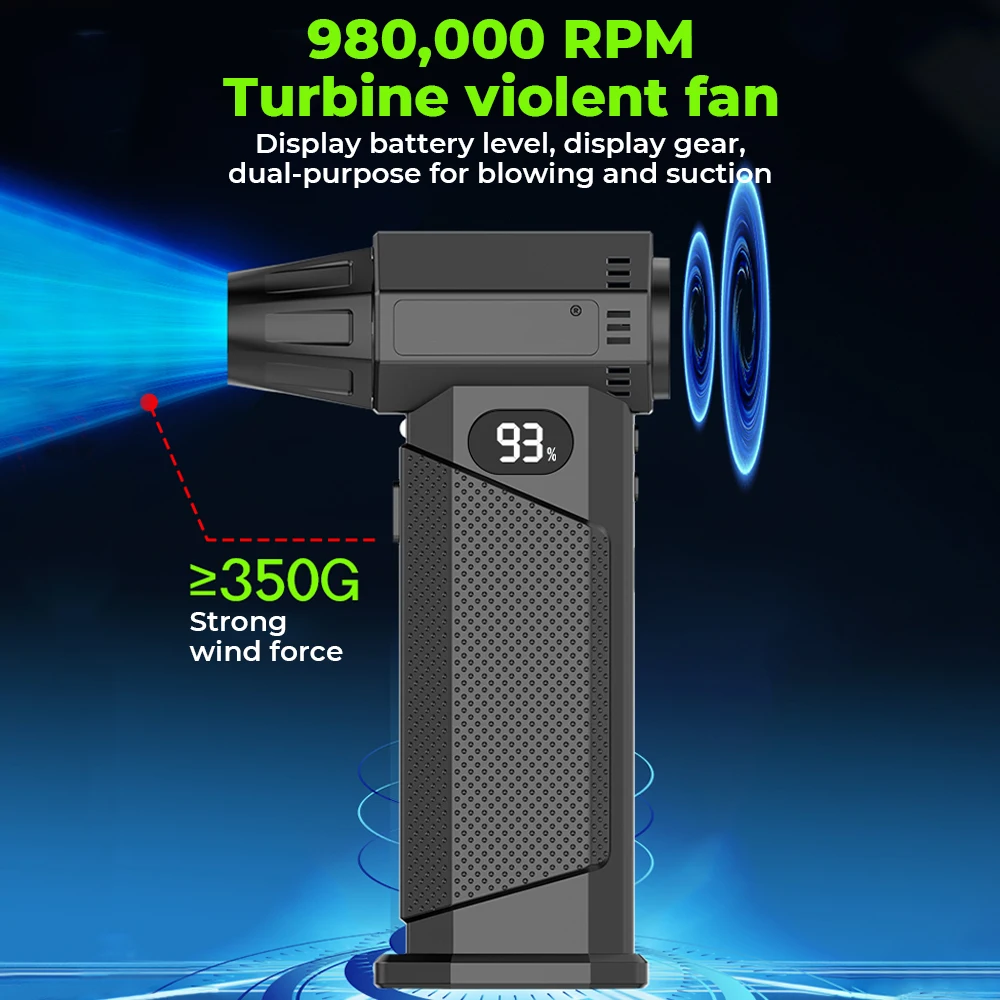 980000RPM Mini Turbo Jet Fan Electric Air Duster Adjustable wind speed Turbo Violent Blower Rechargeable with Light Car Cleaning