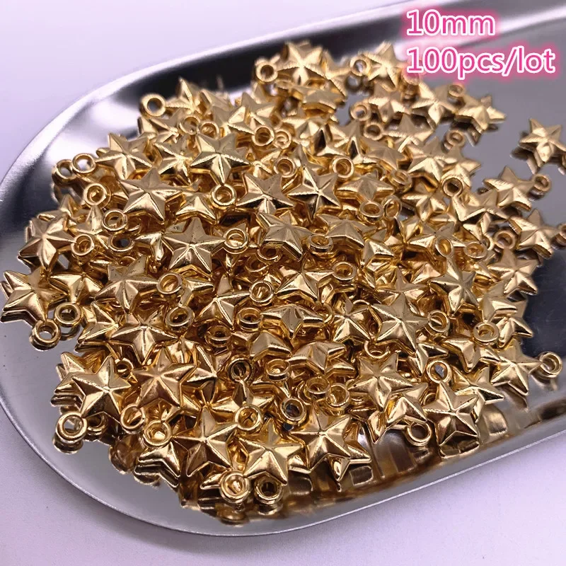 10-100pcs Star Charm Pendant CCB Beads End Caps Beads Gold Color Spacer Beads for Jewelry Making DIY Accessories