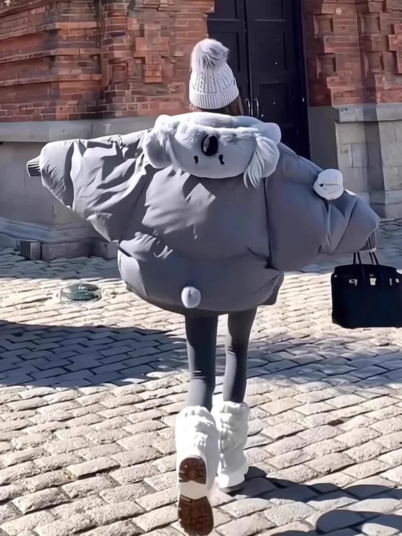 

MiiiiX модный милый мультяшный пуховик с капюшоном, женское пальто-пуховик, зима 2024, новая утепленная свободная верхняя одежда